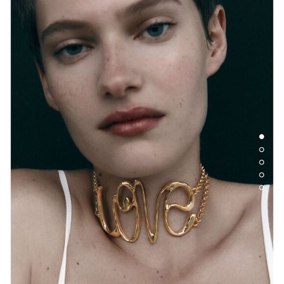 Gold love choker S27 - Picture 2 of 4